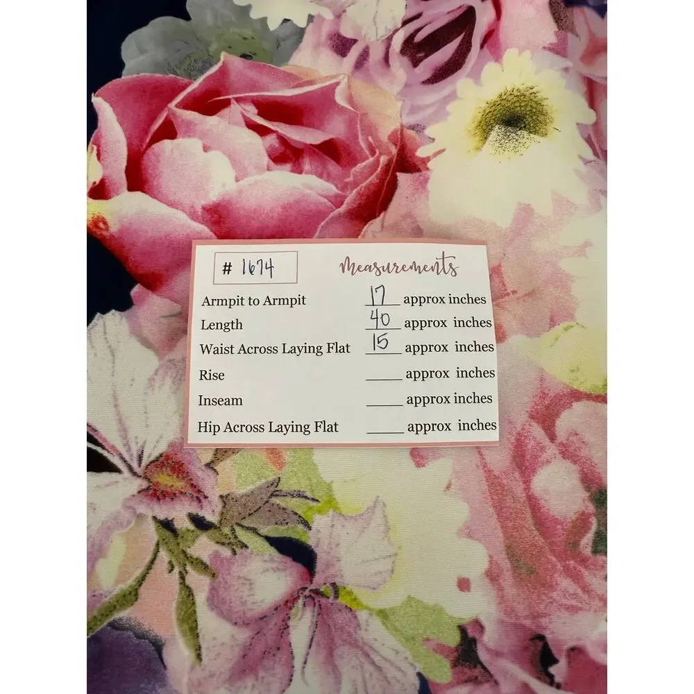 Worthington Navy Blue w/ Florals Bodycon Sleeveless Smooth Stretch‎ Dress Size 6